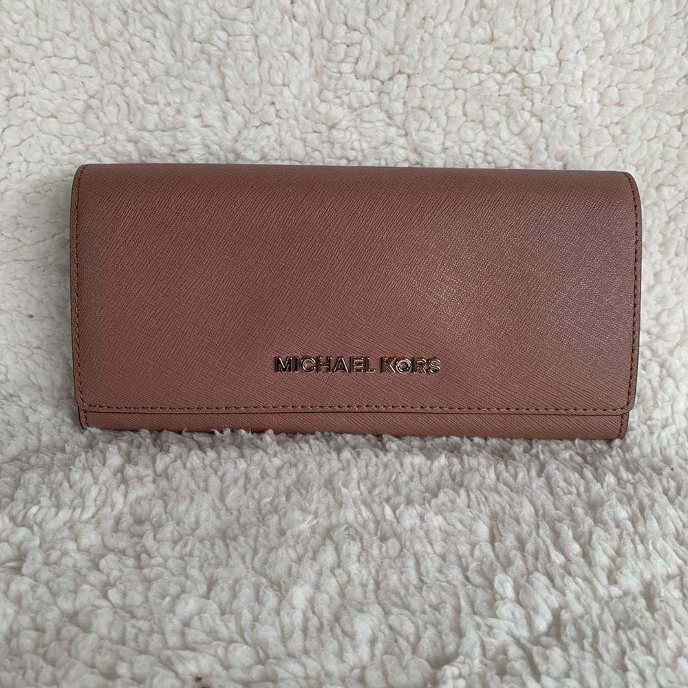 Michael Kors dusty rose flap wallet